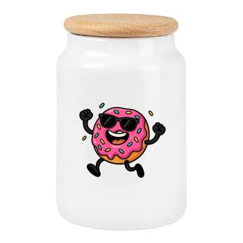 Amusement aux lunettes de soleil - Boîte à biscuits avec couvercle en bois - blanc - Devant