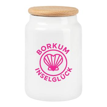 Cockle Borkum Island Happiness - Cookie Jar with Wooden Lid - white - Front