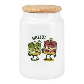 Olivje and Schuba Friends - Cookie Jar with Wooden Lid - white - Front