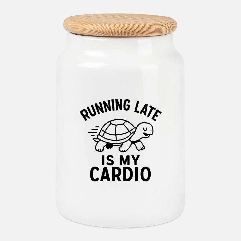 Running Late Is My Cardio - Keksdose mit Holzdeckel - Weiß