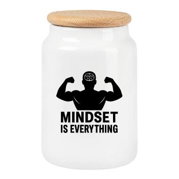 KopfPower Muskeln: Mindset Ist Alles - Boîte à biscuits avec couvercle en bois - blanc - Devant