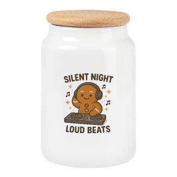 Silence Night Beats forts - Boîte à biscuits avec couvercle en bois - blanc - Devant