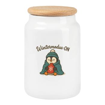 Wintermodus ON - Keksdose mit Holzdeckel - Weiß - Vorne