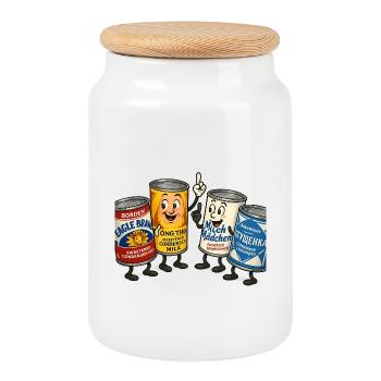 lait concentré sucré - Boîte à biscuits avec couvercle en bois - blanc - Devant