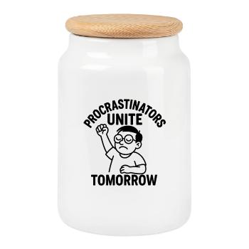 Prokrastination Unite Morgen - Keksdose mit Holzdeckel - Weiß - Vorne