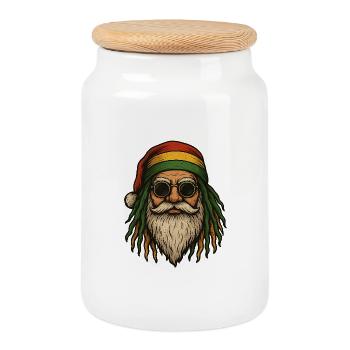 Père Noël Rasta – Santa Claus Rasta Original - Keksdose mit Holzdeckel - Weiß - Vorne