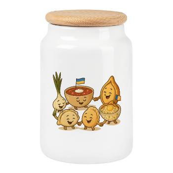 Geschenk der Kulturen - Keksdose mit Holzdeckel - Weiß - Vorne
