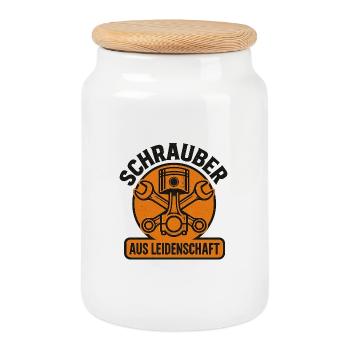 Tournevis passionné - Boîte à biscuits avec couvercle en bois - blanc - Devant