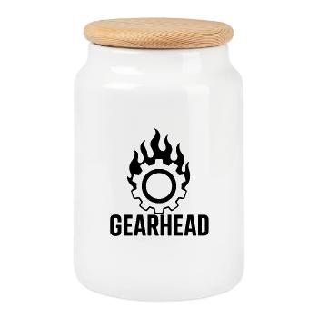 Gearhead Flame Wheel - Cookie Jar with Wooden Lid - white - Front