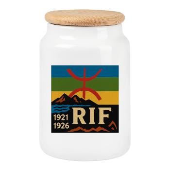 Symbole Patrimonial du Rif - Boîte à biscuits avec couvercle en bois - blanc - Devant