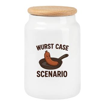 Scénario de la Caisse de la Saucisse - Boîte à biscuits avec couvercle en bois - blanc - Devant