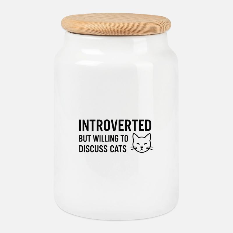 Introverted but Willing to Discuss Cats - Keksdose mit Holzdeckel - Weiß