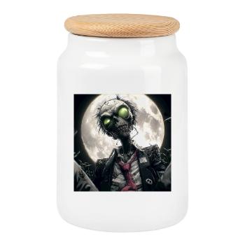 Morts-vivants au clair de lune – Zombie sous la pleine lune - Boîte à biscuits avec couvercle en bois - blanc - Devant