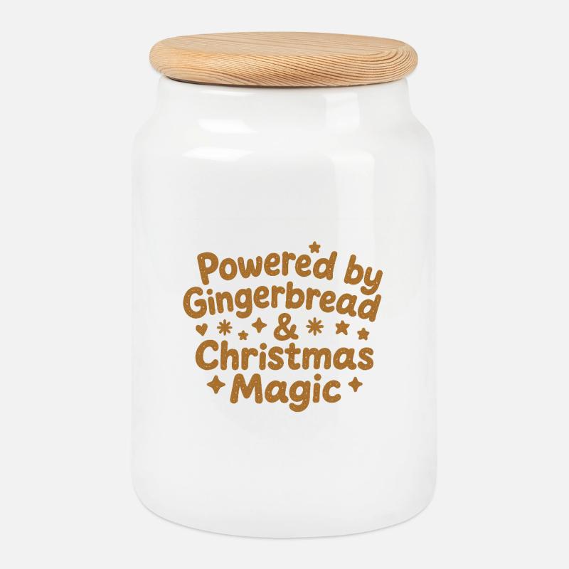 Gingerbread Christmas Magic - Cookie Jar with Wooden Lid - white