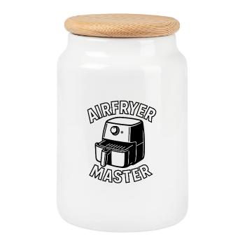 Maître de la friteuse à air - Boîte à biscuits avec couvercle en bois - blanc - Devant