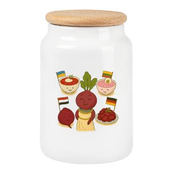 betterave - Boîte à biscuits avec couvercle en bois - blanc - Devant