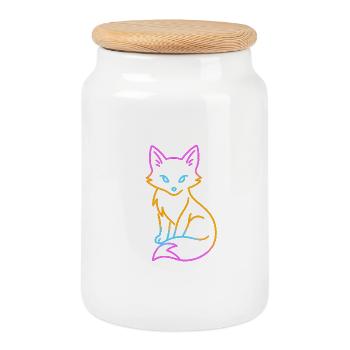 Résumé de Neon Fox - Boîte à biscuits avec couvercle en bois - blanc - Devant