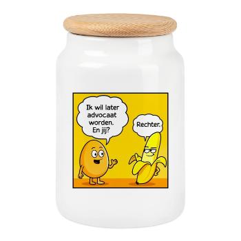 Lawyer and Judge Comedy - Cookie Jar with Wooden Lid - white - Front