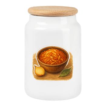 Chou braisé - Boîte à biscuits avec couvercle en bois - blanc - Devant