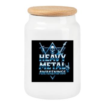 Heavy Metal Awakenings Guitare en forme de crâne - Boîte à biscuits avec couvercle en bois - blanc - Devant