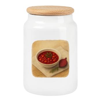 Soupe de betteraves - Boîte à biscuits avec couvercle en bois - blanc - Devant