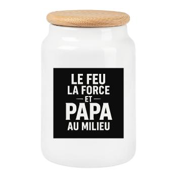 Fire, Strength and Dad in the Middle - Cookie Jar with Wooden Lid - white - Front
