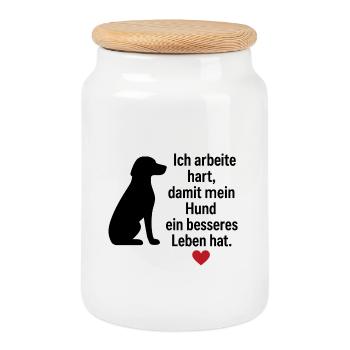 lustiges-hundeshirt-ich-arbeite-hart-hund.png - Keksdose mit Holzdeckel - Weiß - Vorne