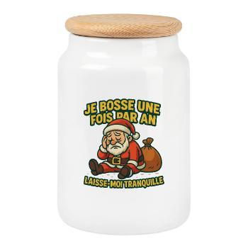 Tired Christmas: Leave Me Alone - Cookie Jar with Wooden Lid - white - Front