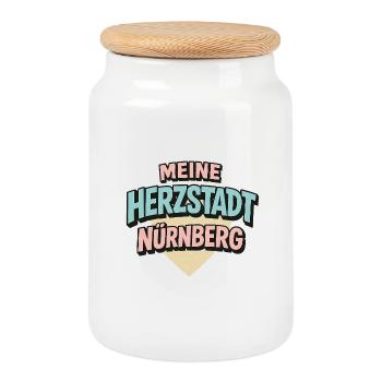 Meine Herzstadt Nürnberg - Keksdose mit Holzdeckel - Weiß - Vorne