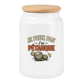 Ich kann nicht. Ich habe Petanque. - Keksdose mit Holzdeckel - Weiß - Vorne