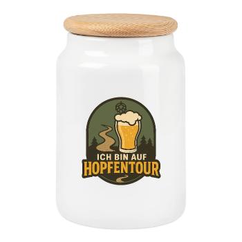 Hop Tour Beer Trail Logo - Boîte à biscuits avec couvercle en bois - blanc - Devant