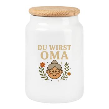 Tu seras grand-mère grand-mère humour - Boîte à biscuits avec couvercle en bois - blanc - Devant