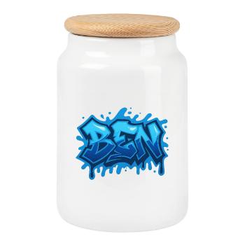 Graffiti  BEN Prénom cadeau idéal imprimable sur t - Boîte à biscuits avec couvercle en bois - blanc - Devant