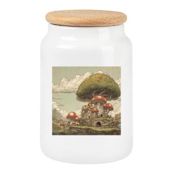 Mushroom kingdom - Keksdose mit Holzdeckel - Weiß - Vorne