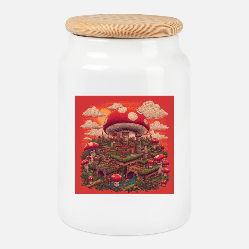 Mushroom Kingdom II - Keksdose mit Holzdeckel - Weiß