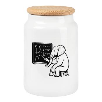 Professeur Éléphant - Boîte à biscuits avec couvercle en bois - blanc - Devant