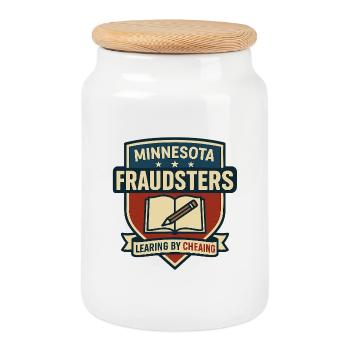 Minnesota Fraudsters Learing by Cheaing - Cookie Jar with Wooden Lid - white - Front