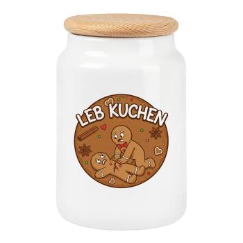 Gingerbread Love Rescue - Cookie Jar with Wooden Lid - white - Front