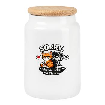 Sorry I Prefer To Talk To Animals T-Shirt - Cookie Jar with Wooden Lid - white - Front