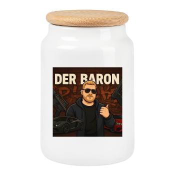 Baron - Cookie Jar with Wooden Lid - white - Front