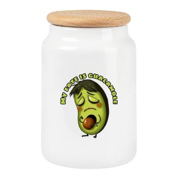 Avocado Destiny Guacamole Meme - Cookie Jar with Wooden Lid - white - Front