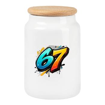 Explosion de couleurs Graffiti 67 - Boîte à biscuits avec couvercle en bois - blanc - Devant