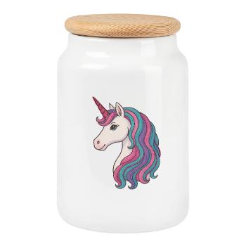 Délice pastel de crinière de licorne - Boîte à biscuits avec couvercle en bois - blanc - Devant