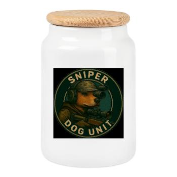 Sniper Dog Unit - Cookie Jar with Wooden Lid - white - Front