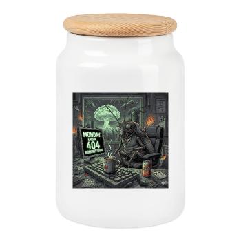 Lundi post-apocalyptique - Crise du bureau de Roach - Boîte à biscuits avec couvercle en bois - blanc - Devant