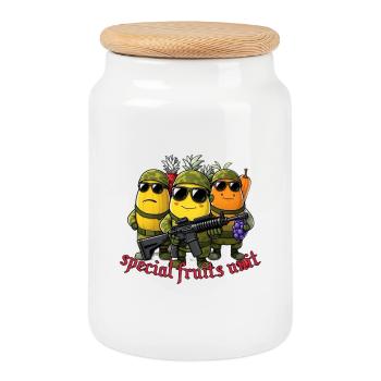 Special Fruit Unit - Cookie Jar with Wooden Lid - white - Front