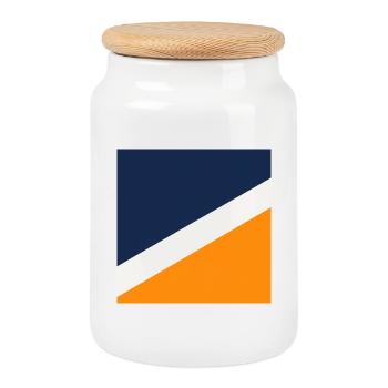 Géométrie bleue et orange - Boîte à biscuits avec couvercle en bois - blanc - Devant