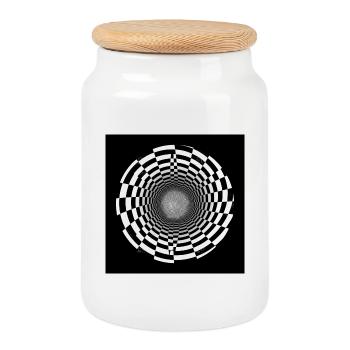 Black and white optical vortex - Cookie Jar with Wooden Lid - white - Front
