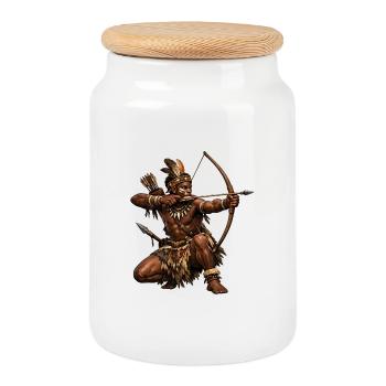 Chasseurs à l’arc de la nature - Boîte à biscuits avec couvercle en bois - blanc - Devant