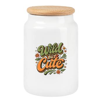 Wild but Cute Flower  - Keksdose mit Holzdeckel - Weiß - Vorne